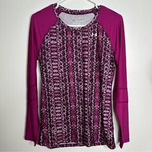 Under Armour Raglan Long Sleeve Athletic Magenta Snakeskin Top